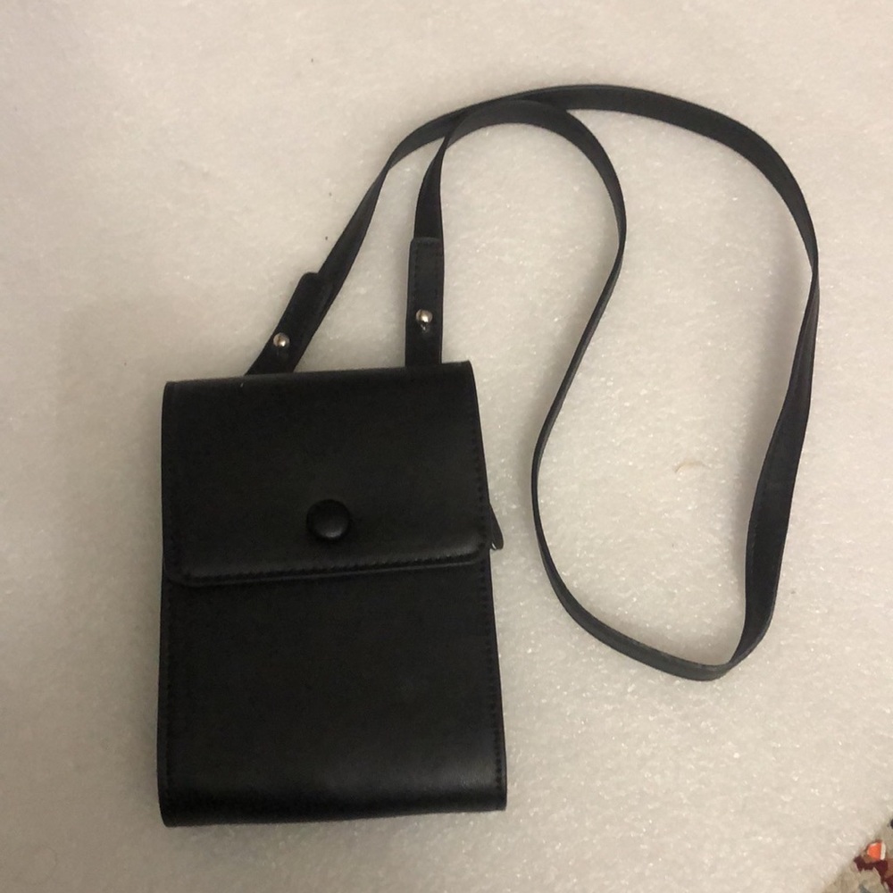 Zara Topstitched Mini Crossbody black Bag